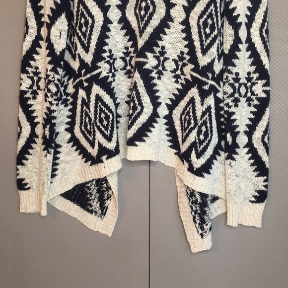 Arizona Jean Co Women Ivory/Blue Open Front Knit Cardigan Sweater Size Medium - Picture 10 of 11